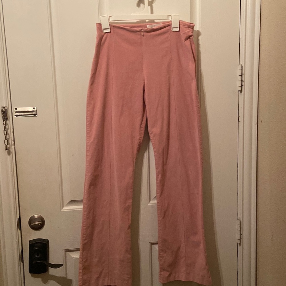Soft Surroundings pale pink slightly flared pant.